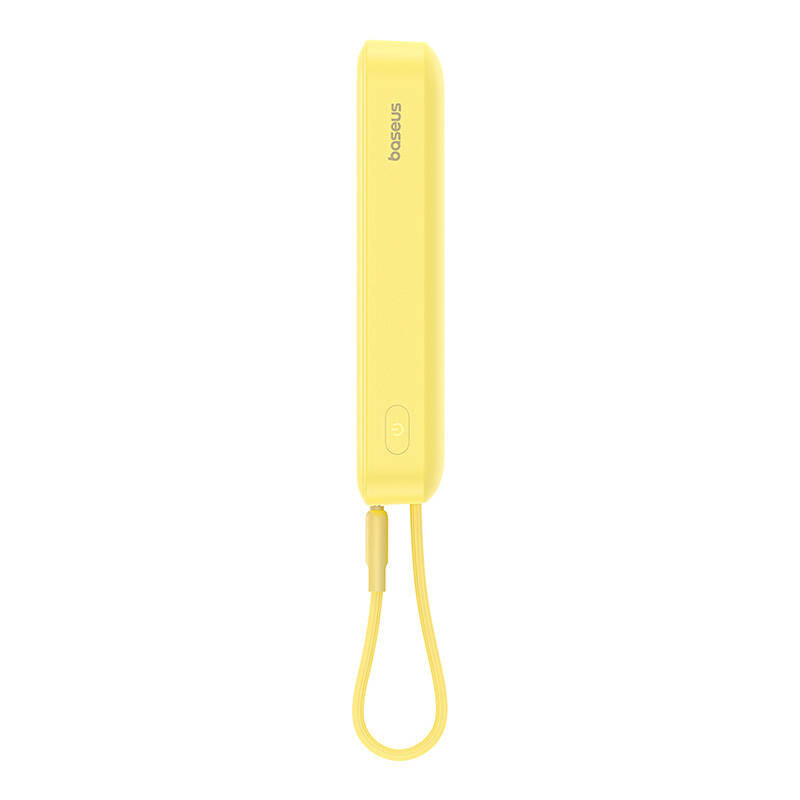 Baseus Magnetic Mini Wireless External Battery, 10000mAh, 20W, PD + FQI, 1 x Lightning - 1 x QI - 1 x USB-C, Yellow P10022109Y23-00