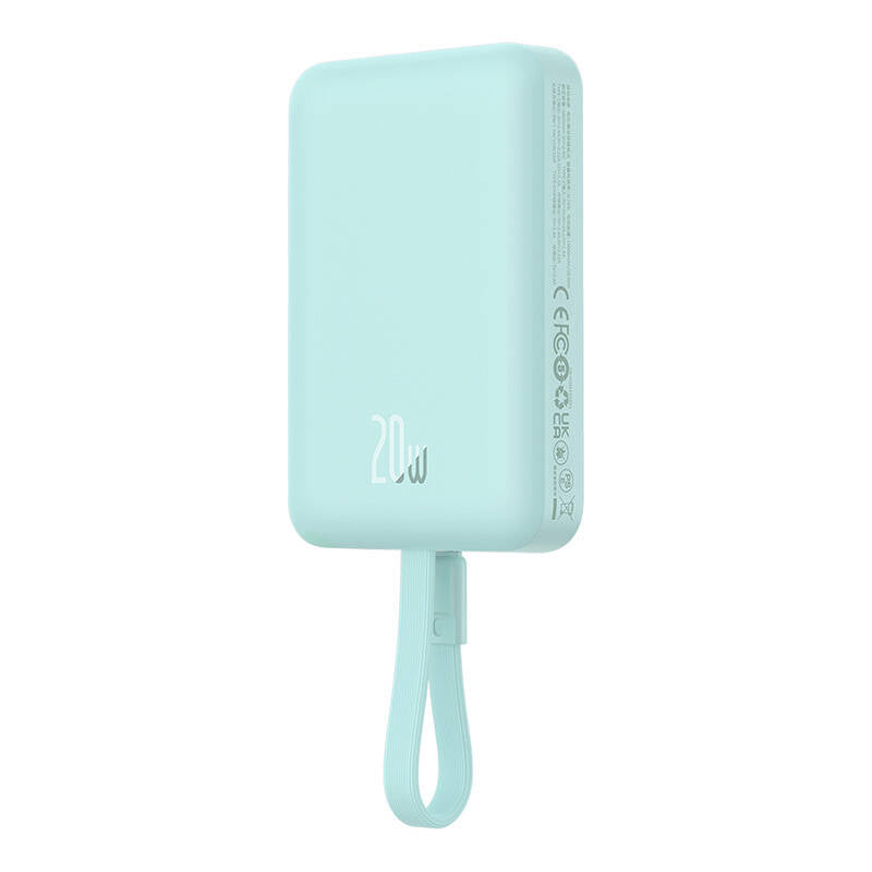 Zewnętrzna bateria bezprzewodowa Baseus Magnetic Mini, 10000mAh, 20W, PD + FQI, 1 x Lightning - 1 x QI - 1 x USB-C, Zielona P10022109333-00