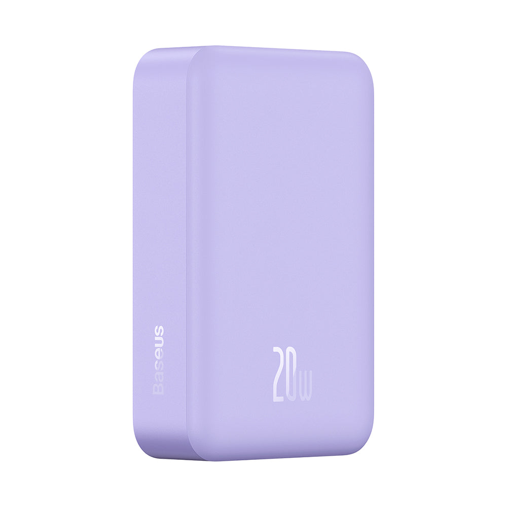 Zewnętrzna Bateria Bezprzewodowa Baseus Magnetic Mini, 20000mAh, 20W, PD + FQI, 1 x QI - 1 x USB-C, Fioletowy PPCX150005