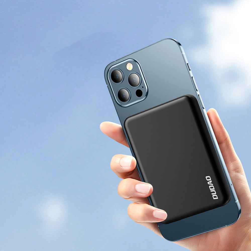 Zewnętrzna bateria bezprzewodowa Dudao K14S, 5000mAh, 10W, PD + QI, 1 x QI - 1 x USB-C, Czarna