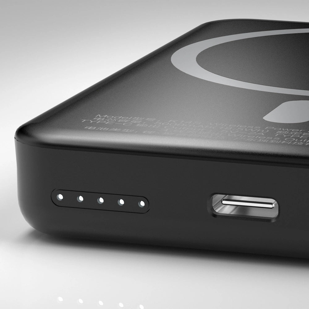 Zewnętrzna bateria bezprzewodowa Dudao K14S, 5000mAh, 10W, PD + QI, 1 x QI - 1 x USB-C, Czarna