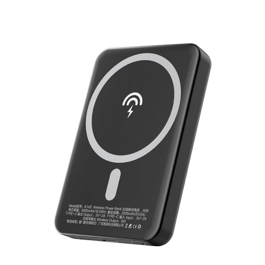 Zewnętrzna bateria bezprzewodowa Dudao K14S, 5000mAh, 10W, PD + QI, 1 x QI - 1 x USB-C, Czarna