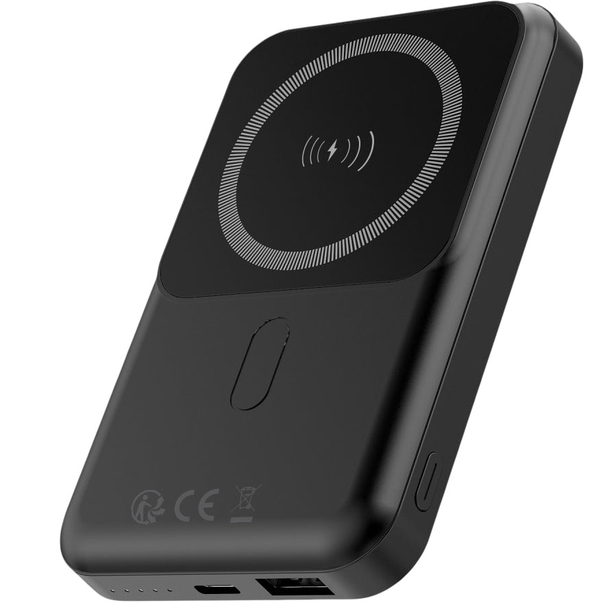 Bezprzewodowa bateria zewnętrzna Forever MATB-100, 10000 mAh, 22,5 W, QC + PD + FQI, 1 x QI - 1 x USB-A - 1 x USB-C, czarna