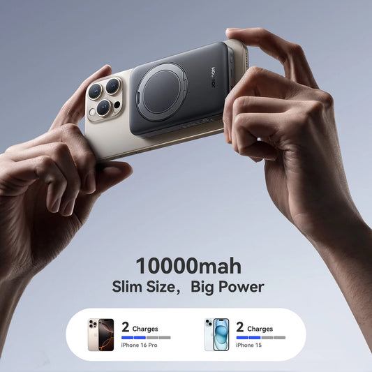 Zewnętrzna bateria bezprzewodowa Joyroom JR-PBM12, 10000mAh, 22.5W, QC + PD + FQI, 1 x QI - 1 x USB-A - 1 x USB-C, Czarna