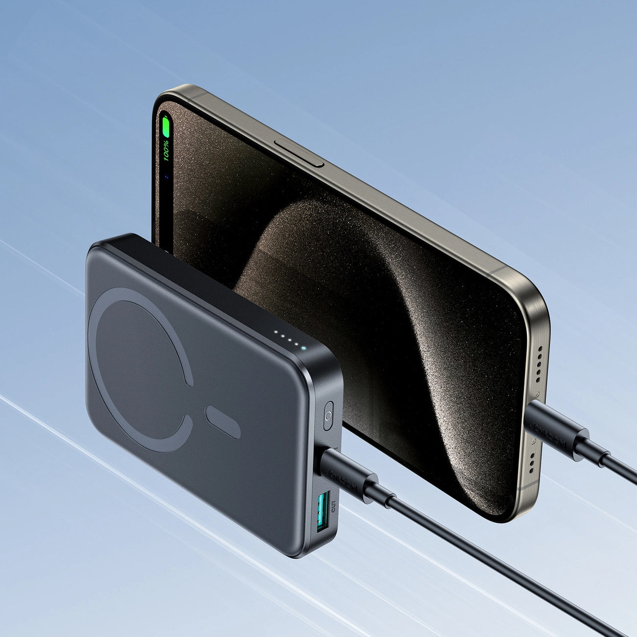 Zewnętrzna bateria bezprzewodowa Joyroom JR-W020, 10000mAh, 20W, QC + PD + FQI, 1 x QI - 1 x USB-A - 1 x USB-C, Czarna