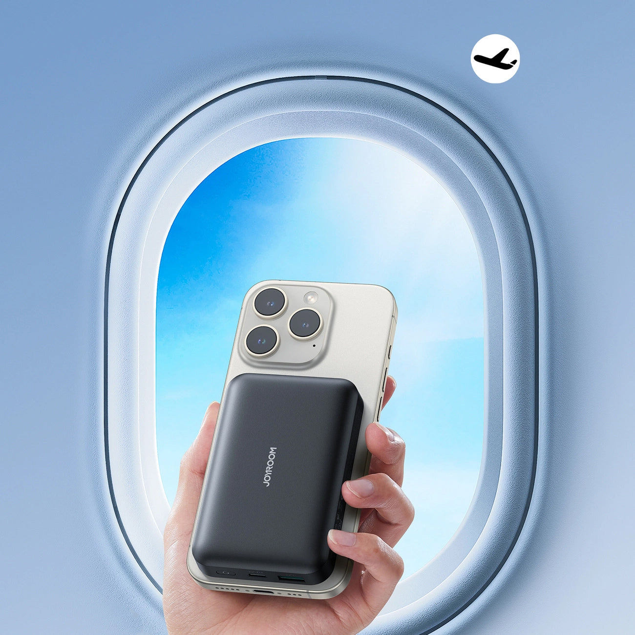 Zewnętrzna bateria bezprzewodowa Joyroom JR-W020, 10000mAh, 20W, QC + PD + FQI, 1 x QI - 1 x USB-A - 1 x USB-C, Czarna