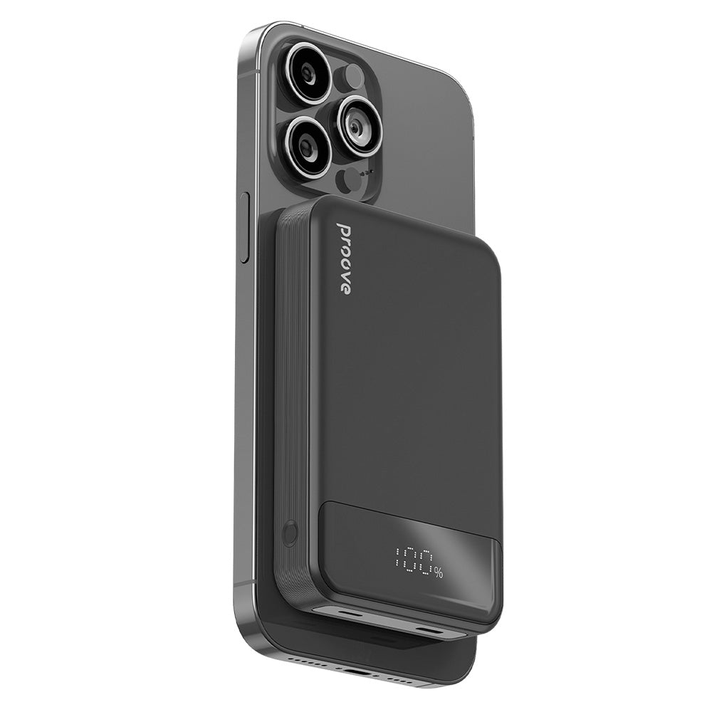 Zewnętrzna bateria bezprzewodowa Proove Hoodman, 10000mAh, 20W, PD + FQI, 1 x QI - 1 x USB-C, Czarna PBH120010001