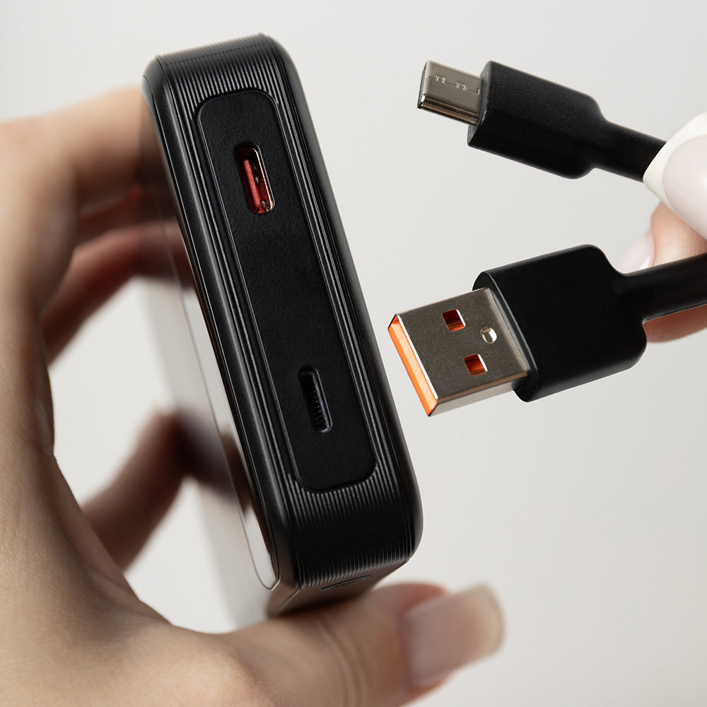 Zewnętrzna bateria bezprzewodowa Proove Hoodman, 10000mAh, 20W, PD + FQI, 1 x QI - 1 x USB-C, Czarna PBH120010001