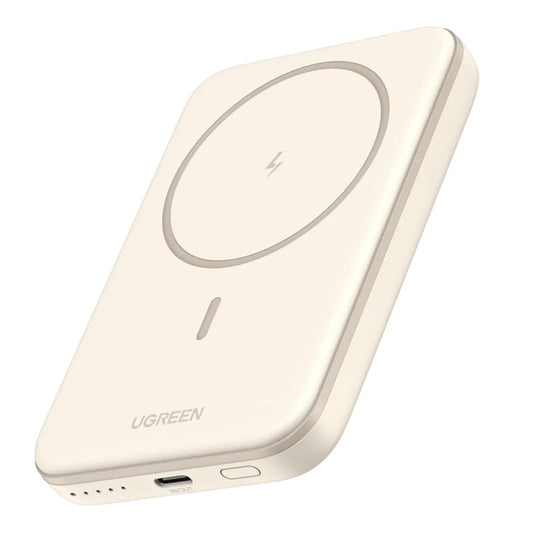 Bezprzewodowa bateria zewnętrzna UGREEN PB560, 5000 mAh, 15 W, PD + QI, 1 x QI - 1 x USB-C, beżowa
