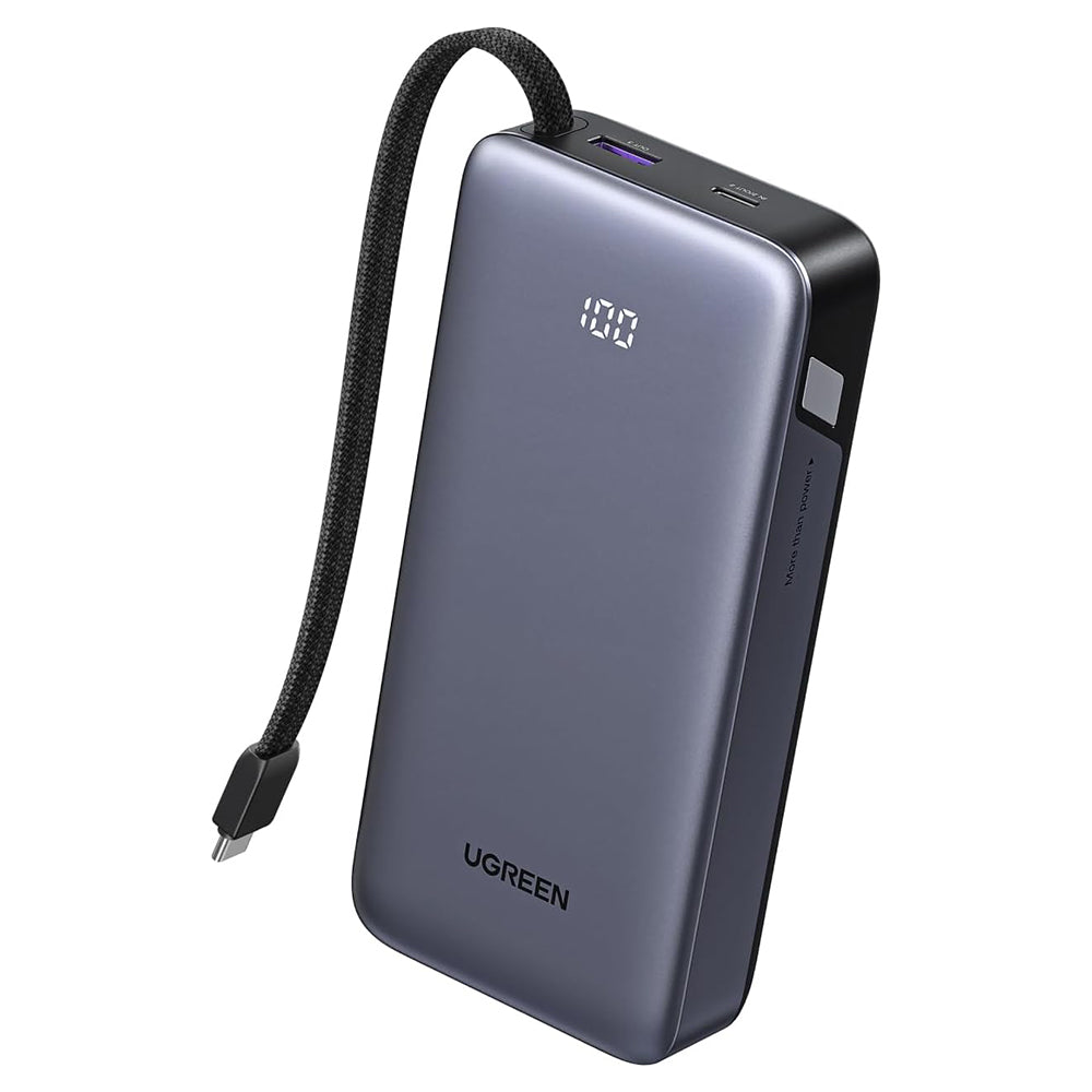 Zewnętrzna bateria UGREEN PB536 (55988B), 20000mAh, 45W, QC + PD, 1 x USB-A - 2 x USB-C, Szara
