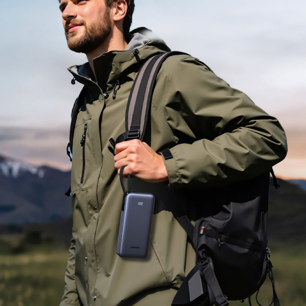 Zewnętrzna bateria UGREEN PB536 (55988B), 20000mAh, 45W, QC + PD, 1 x USB-A - 2 x USB-C, Szara
