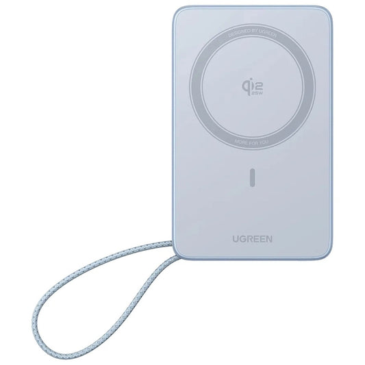 Bezprzewodowy power bank UGREEN MagFlow PB773 (65958B), 10000mAh, 25W, PD + FQI, 1 x QI - 2 x USB-C, Niebieski