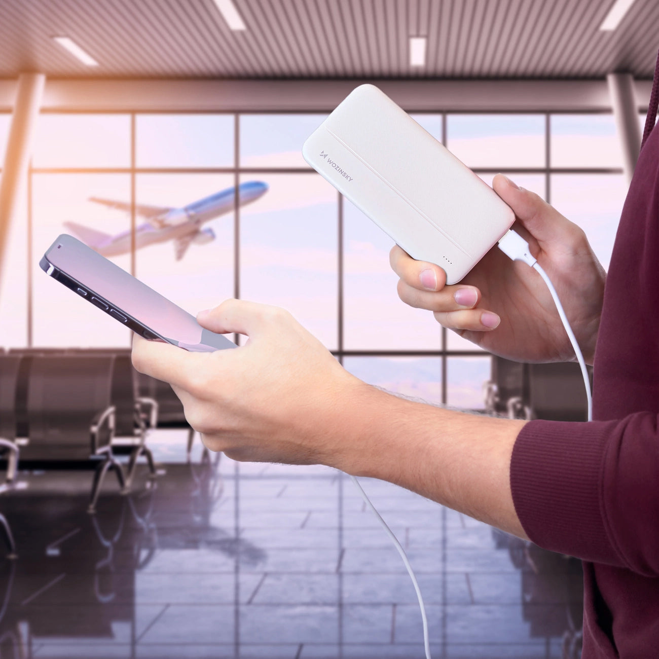 Zewnętrzna bateria WZK WPBWE1, 10000mAh, 10W, 2 x USB-A, Biała