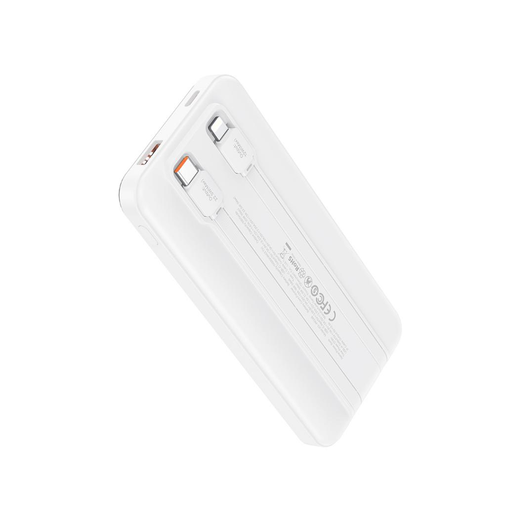 Zewnętrzna bateria XO Design PR248, 10000mAh, 22.5W, QC + PD, 1 x Lightning - 1 x USB-A - 2 x USB-C, Biała