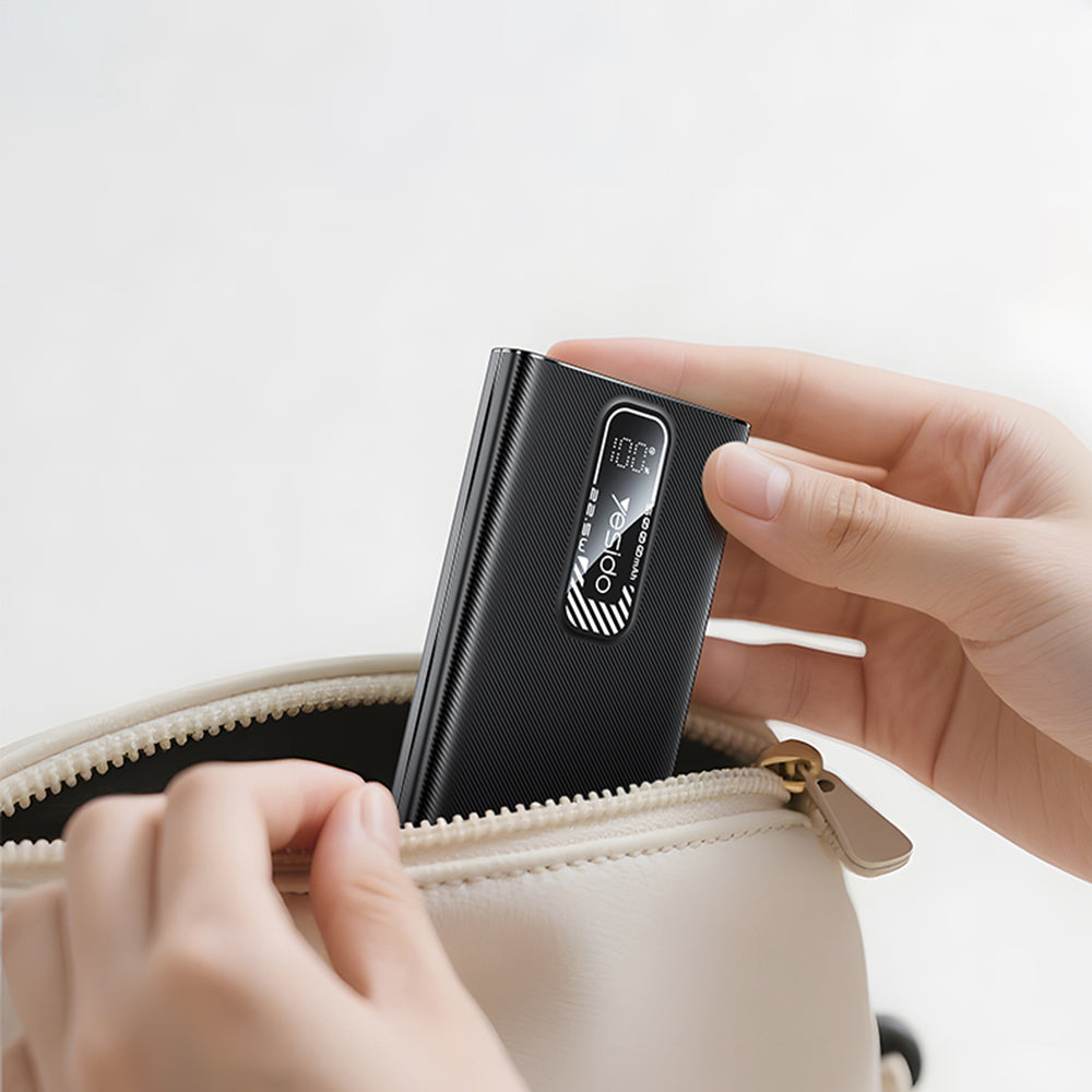 Zewnętrzna bateria Yesido YP92, 5000mAh, 22.5W, QC + PD, 1 x USB-A - 1 x USB-C, Czarna