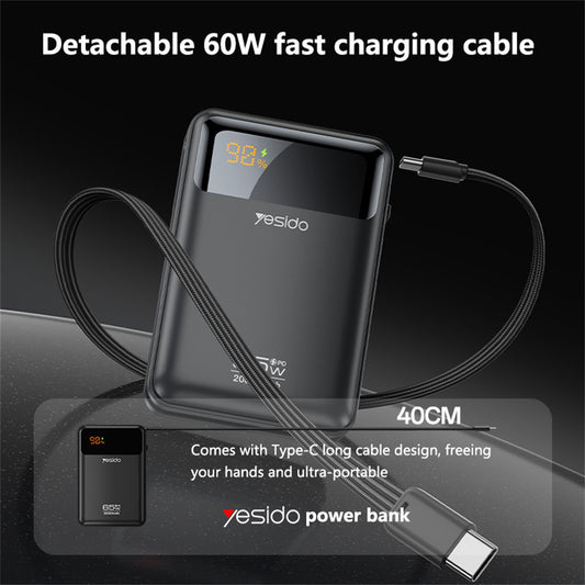 Powerbank Yesido YP97, 20000mAh, 65W, PD, 2 x USB-C, Szary