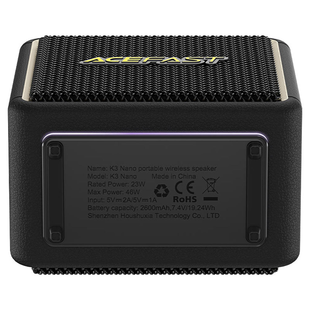 Przenośny głośnik Bluetooth Acefast K3 Nano, 1 x 30W - 1 x 16W, RGB, Wodoodporny, Czarny