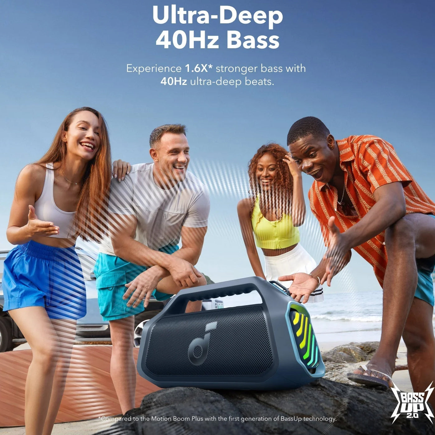 Przenośny głośnik Bluetooth Anker SoundCore Boom 2 Plus, 140W, TWS, RGB, Wodoodporny, Niebieski A3134031
