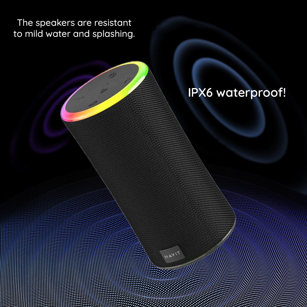 Przenośny głośnik Bluetooth HAVIT SK833BT, 2 x 10W, RGB, Wodoodporny, Czarny