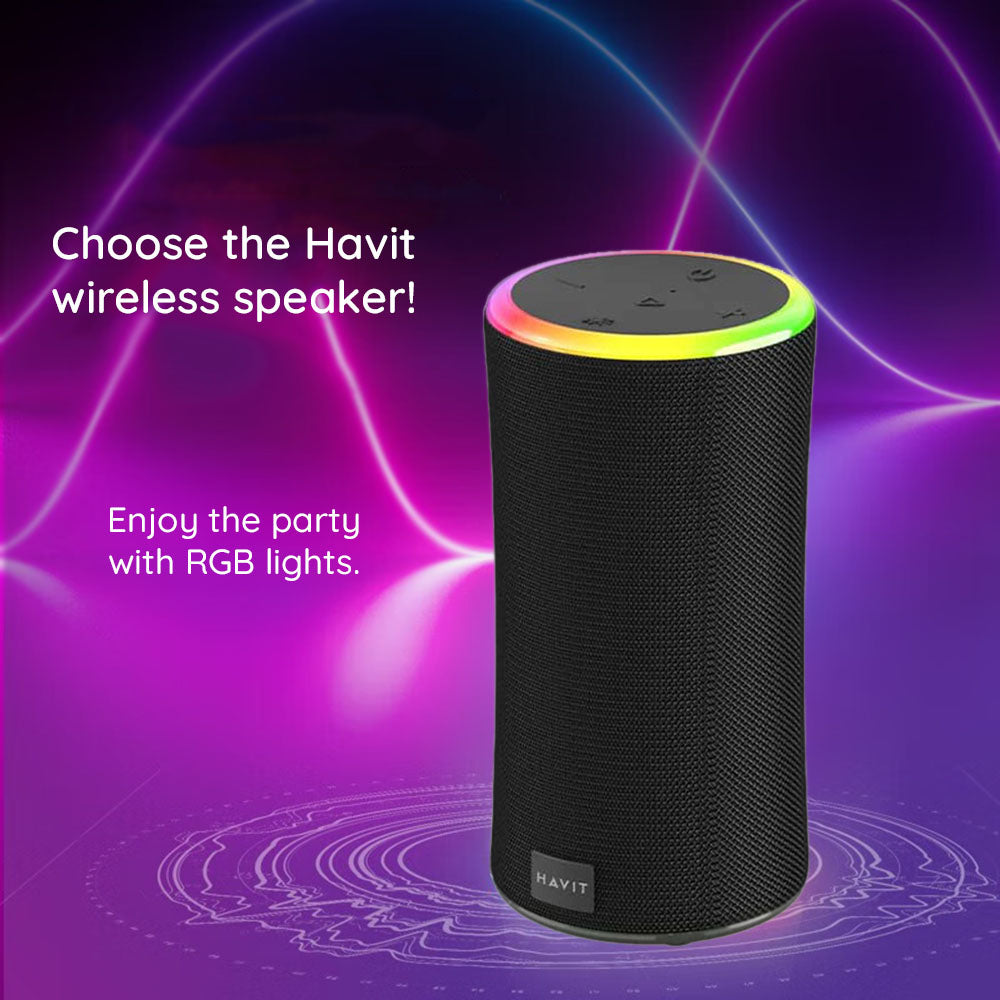 Przenośny głośnik Bluetooth HAVIT SK833BT, 2 x 10W, RGB, Wodoodporny, Czarny
