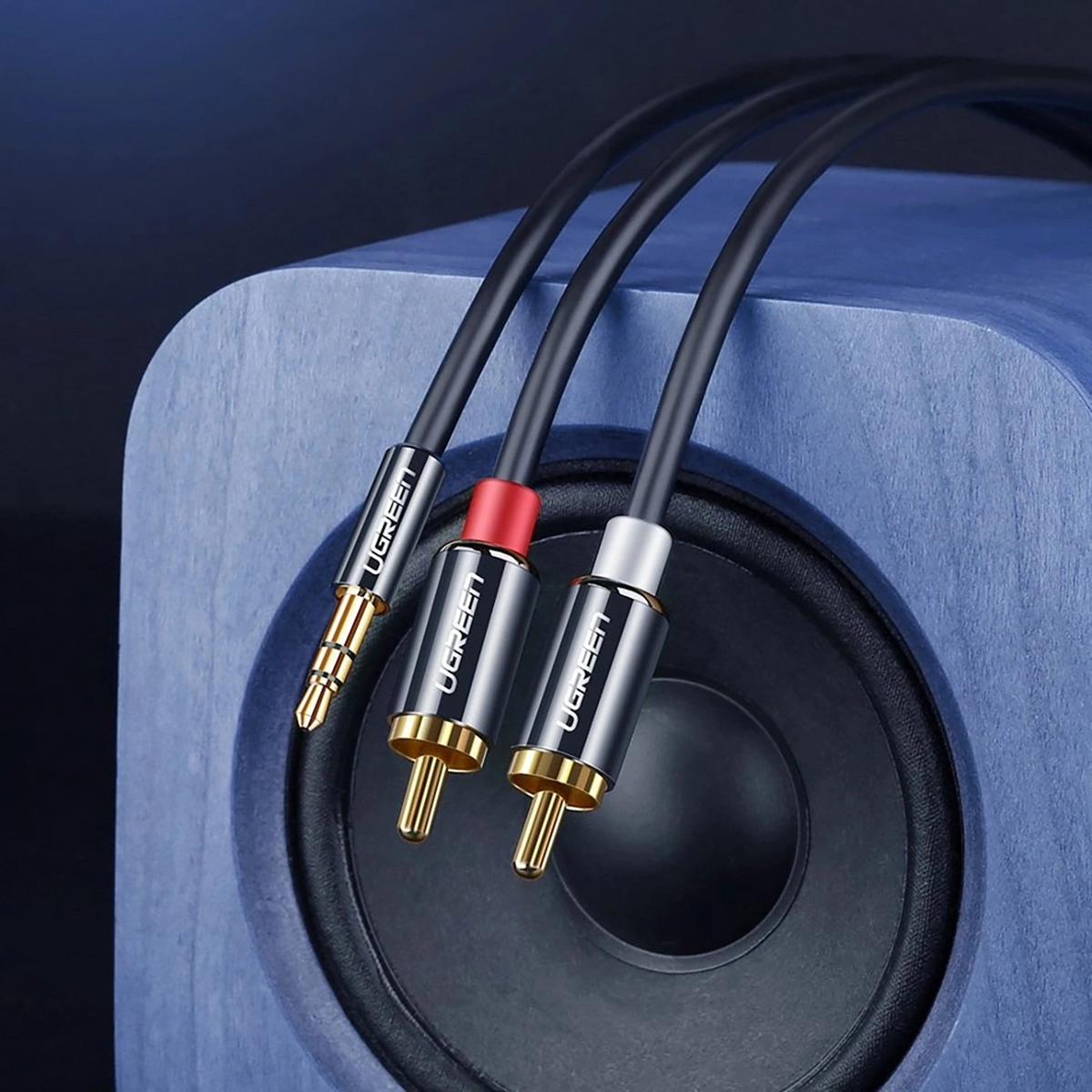Kabel Audio 3.5mm - 2 x RCA UGREEN AV116, 1m, Czarny