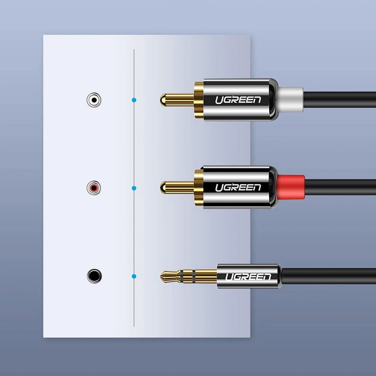 Kabel Audio 3.5mm - 2 x RCA UGREEN AV116, 1m, Czarny