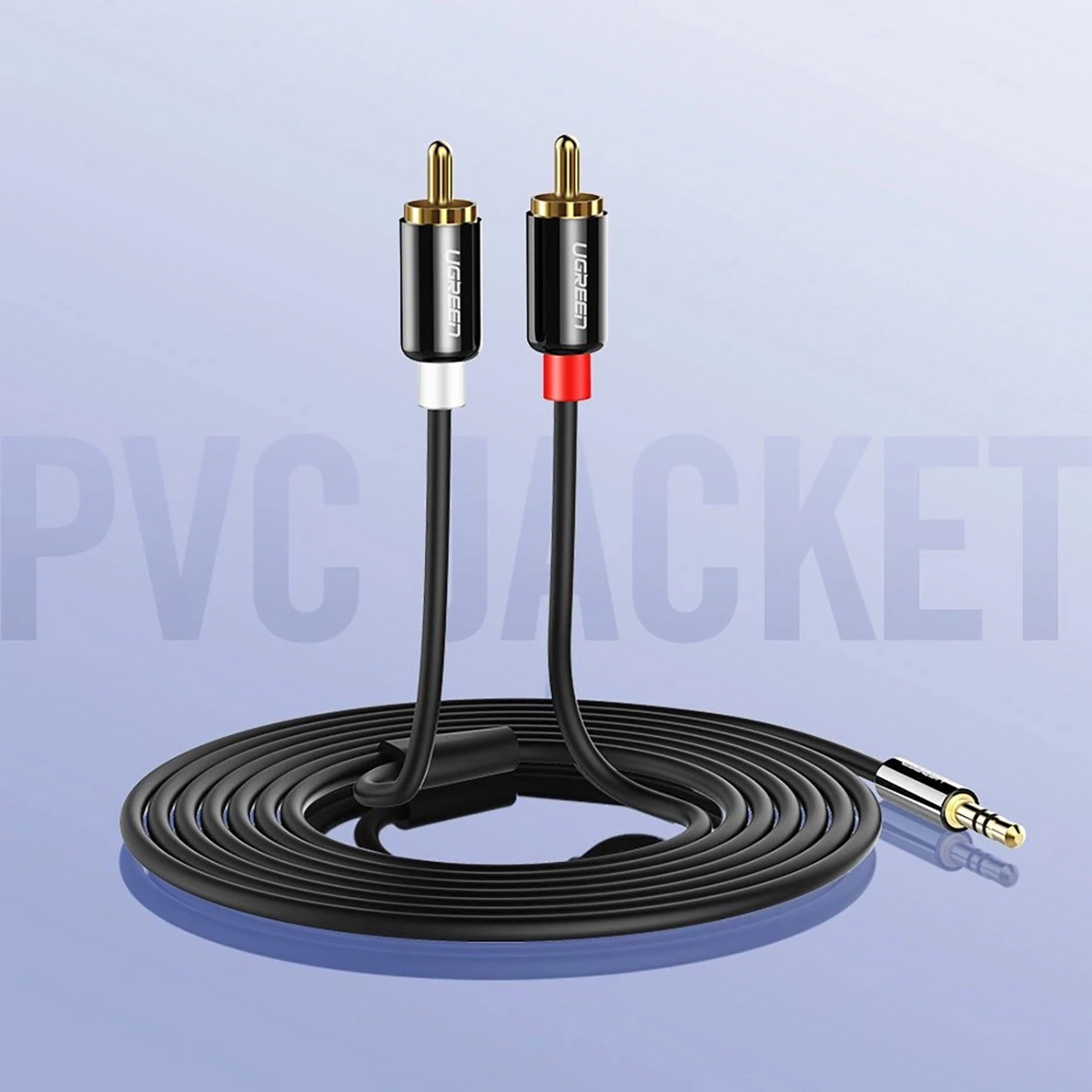 Kabel Audio 3.5mm - 2 x RCA UGREEN AV116, 1m, Czarny