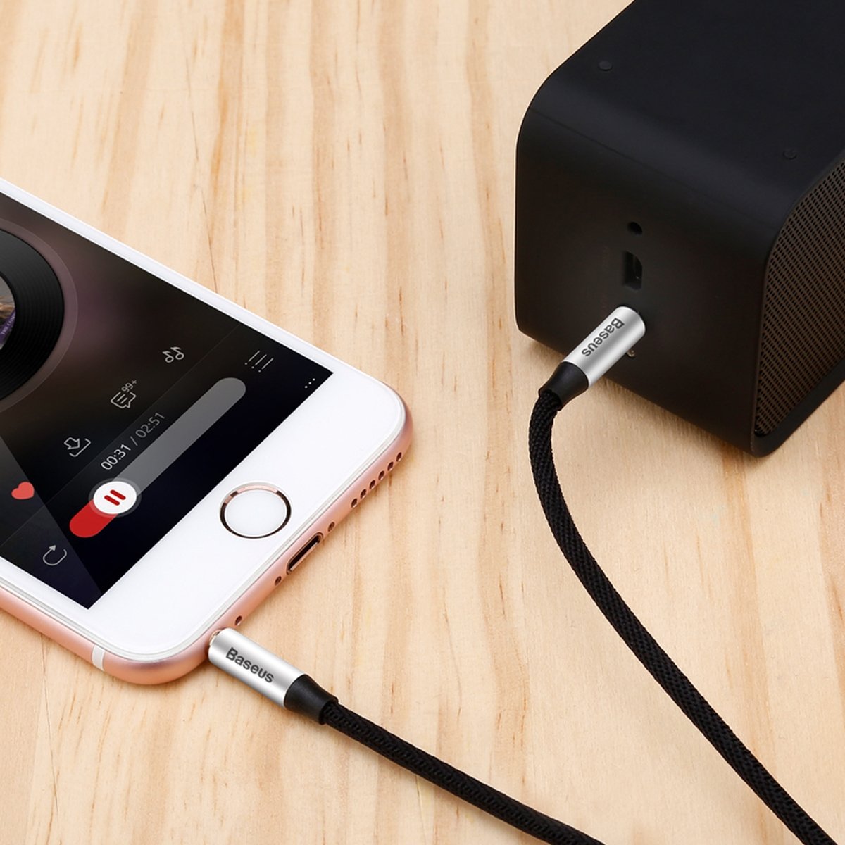 Baseus Yiven M30 3.5mm - 3.5mm Audio Cable, 1m, Black CAM30-BS1