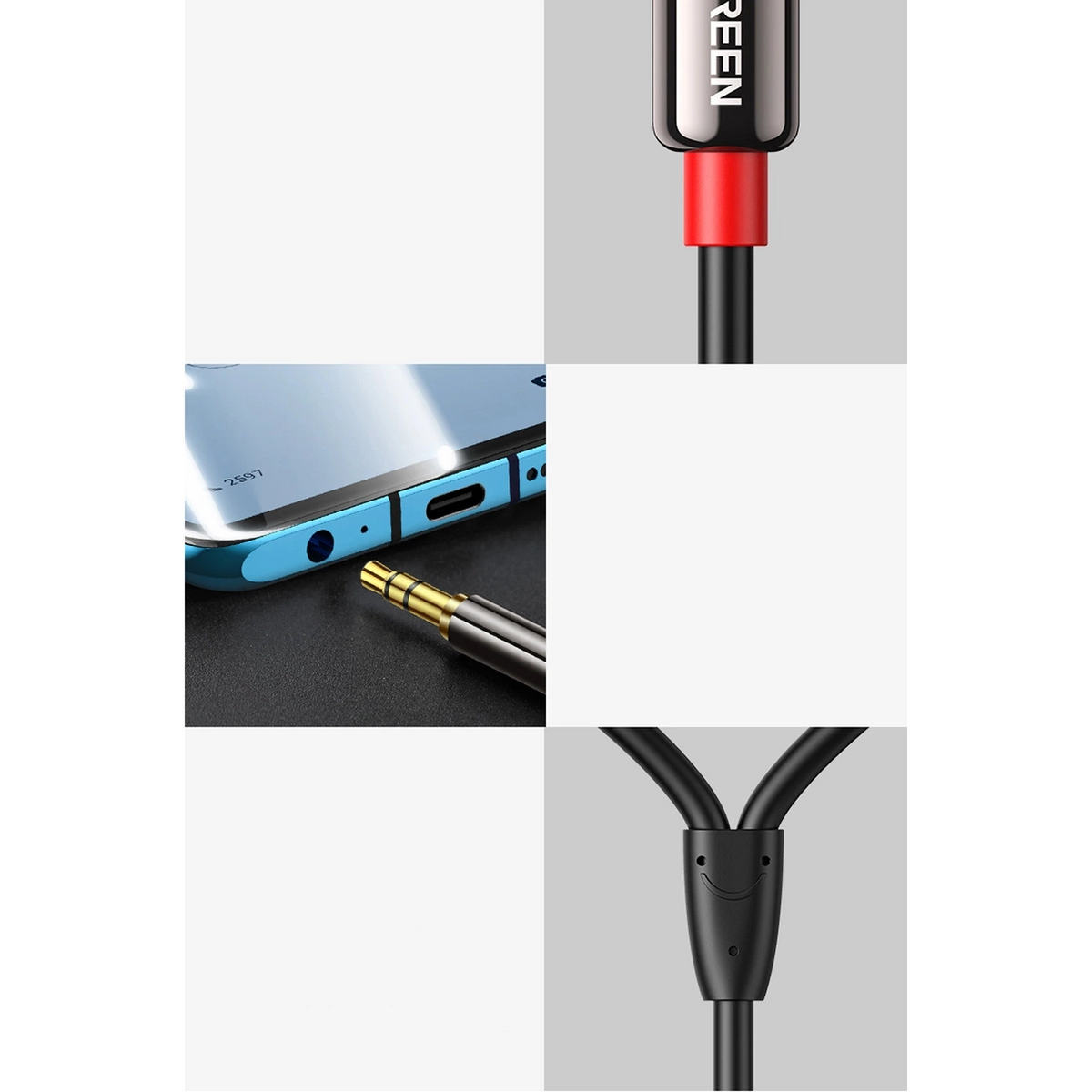 Kabel Audio 3.5mm - 2 x RCA UGREEN AV116, 1m, Czarny