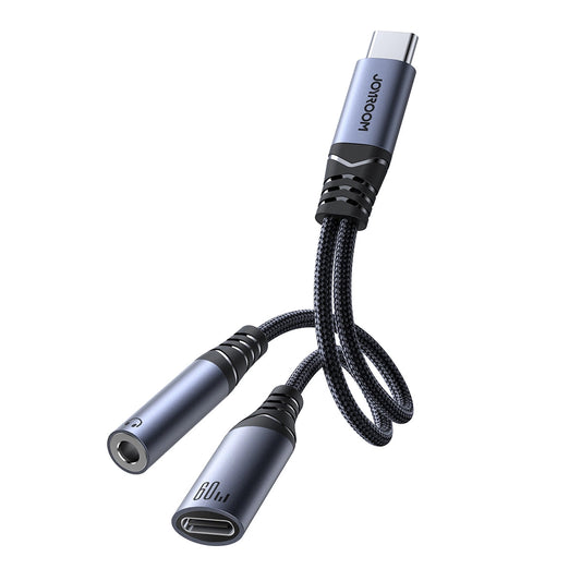 Kabel Audio USB-C - 3,5 mm / USB-C Joyroom SY-C02, 0,14 m, Czarny
