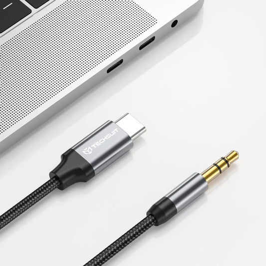 Kabel Audio USB-C - 3.5mm Techsuit AC11 FuseXound, 0.5m, Szary