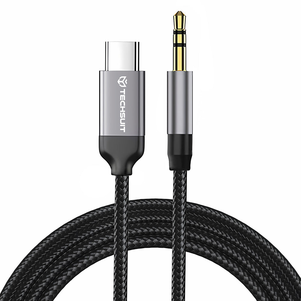 Kabel Audio USB-C - 3.5mm Techsuit AC9 SoundShell, 1.5m, Szary