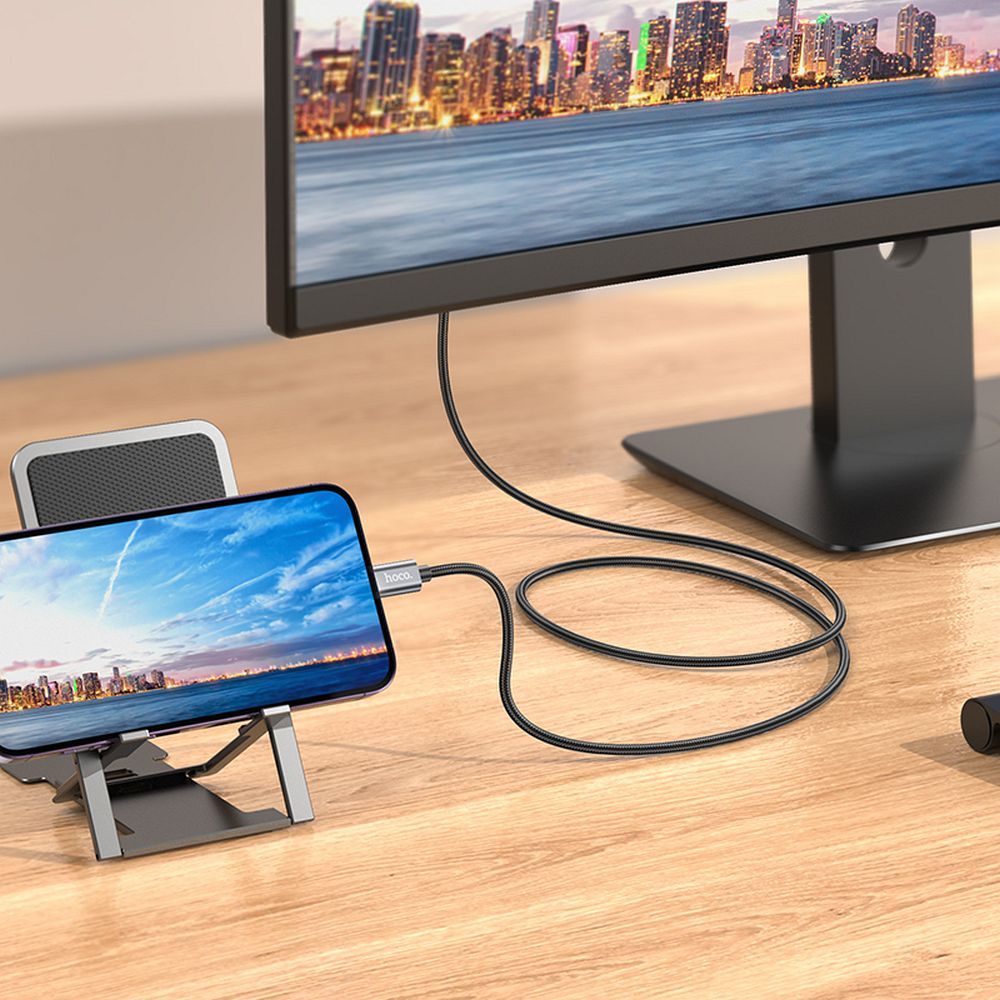 Kabel Audio i Video Lightning - HDMI HOCO UA27, 2m, Szary
