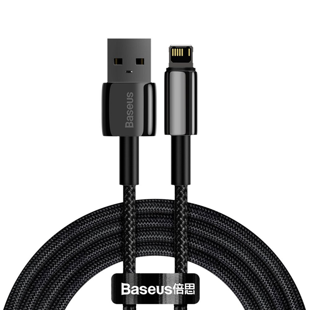 Kabel USB do ładowania i transmisji danych Lightning Baseus Tungsten Gold, 2m, 2.4A, Czarny CALWJ-A01