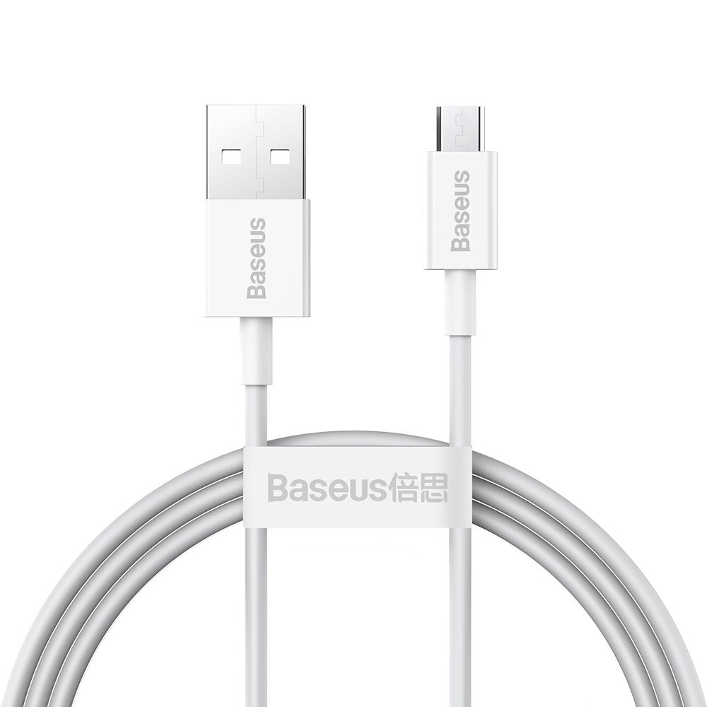 Kabel do przesyłu danych i ładowania USB-A - microUSB Baseus Superior Series, 18W, 1m, biały CAMYS-02