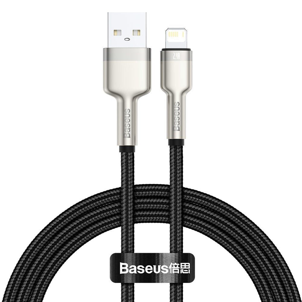 Kabel do przesyłu danych i ładowania USB-A - Lightning Baseus Cafule Metal Series, 18W, 1m, Czarny CALJK-A01