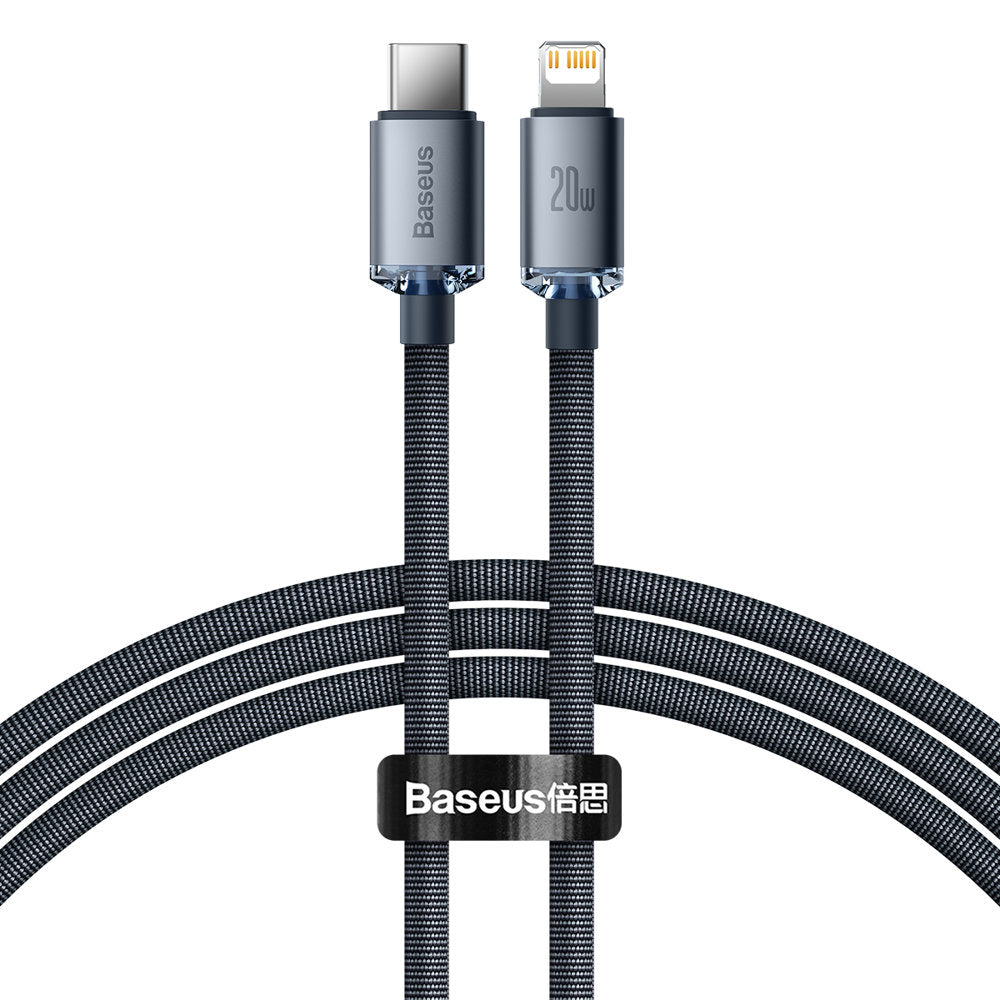 Kabel USB-C - Lightning Baseus Crystal Shine Series, 20W, 1.2m, Czarny CAJY000201