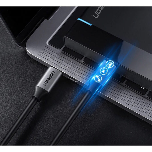 Kabel USB-C do transmisji danych i ładowania - USB-C UGREEN USB-C US161, 60W, 1,5m, szary