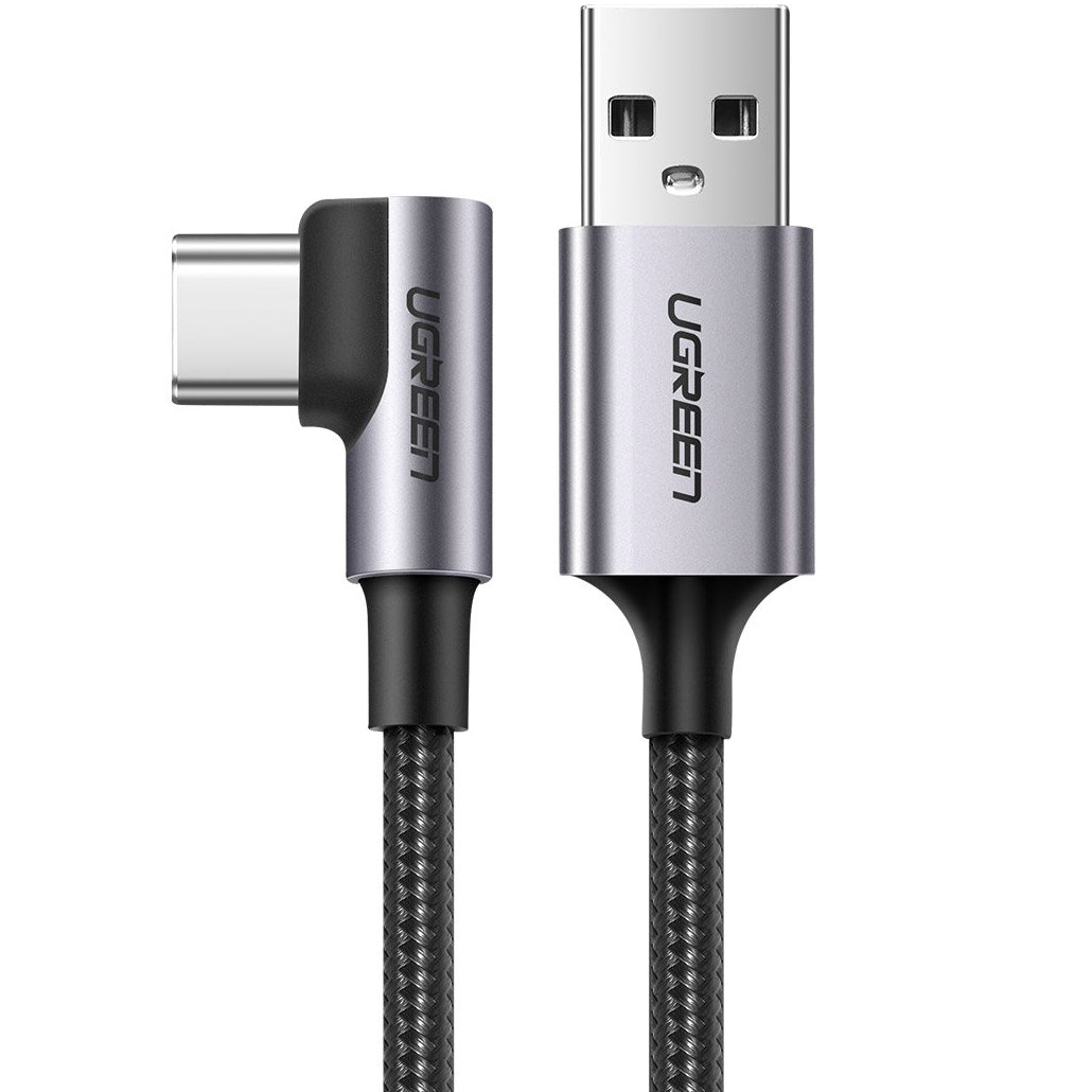 Kabel do danych i ładowania USB-A - USB-C UGREEN US284 Angled, 18W, 3m, Szary