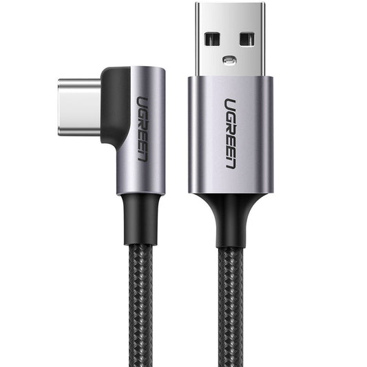 Kabel USB-A do USB-C do ładowania i transmisji danych UGREEN US284 kątowy, 60 W, 1 m, szary