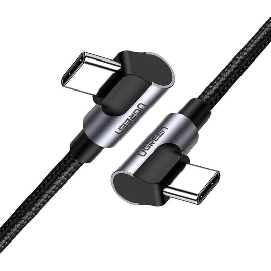 Kabel USB-C do ładowania i transmisji danych - USB-C UGREEN US323 USB-C Angled, 60W, 1m, czarny