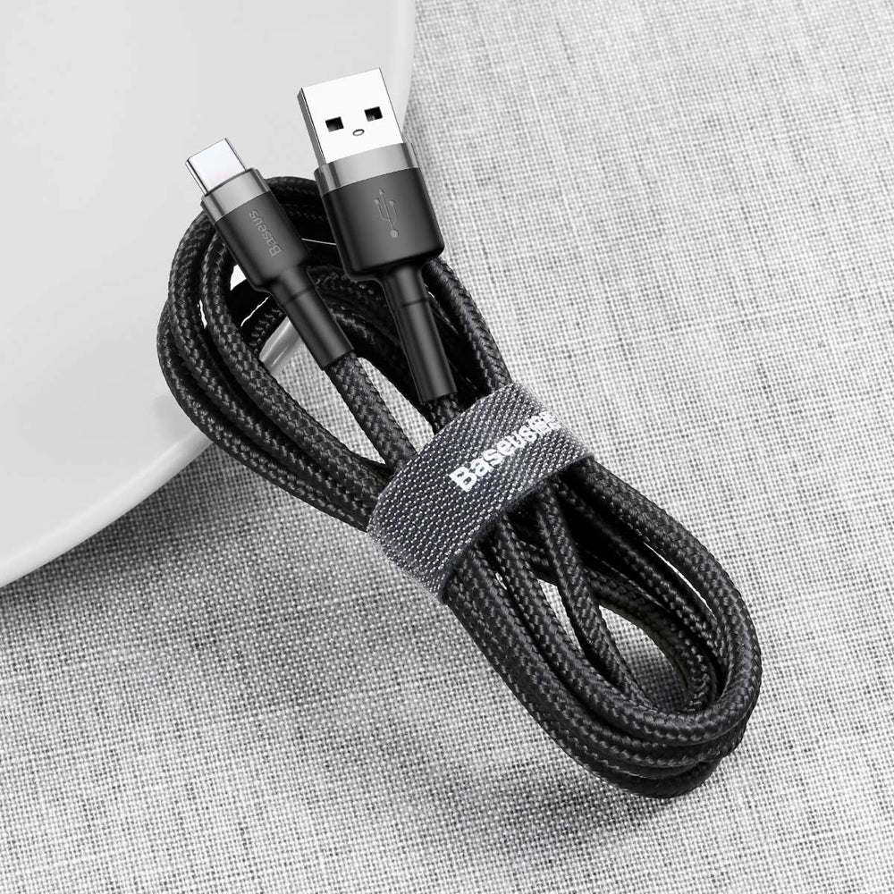 Kabel do danych i ładowania USB-A - USB-C Baseus Cafule, 60W, 0,5m, Czarny CATKLF-AG1