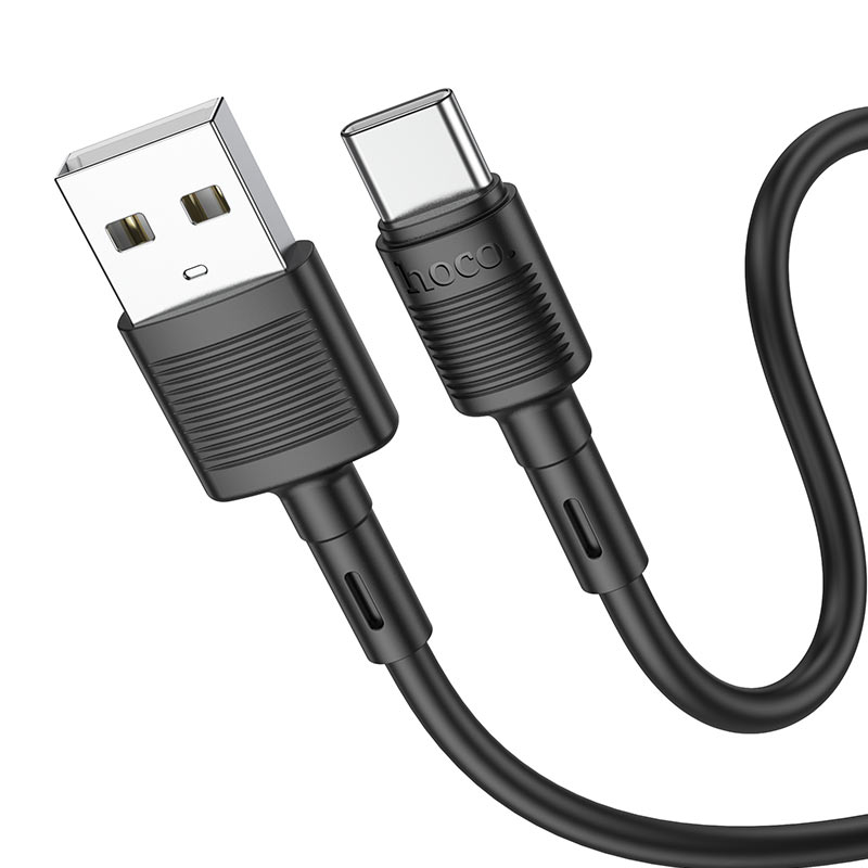 Kabel do danych i ładowania USB-A - USB-C HOCO X83 Victory, 20W, 1m, Czarny