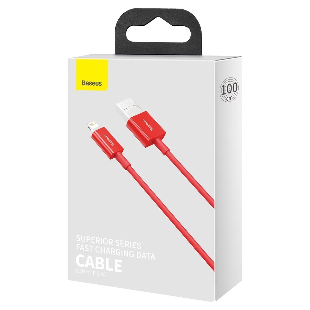 Kabel do ładowania i transmisji danych USB-A - Lightning Baseus Superior Series, 20W, 1m, czerwony CALYS-A09