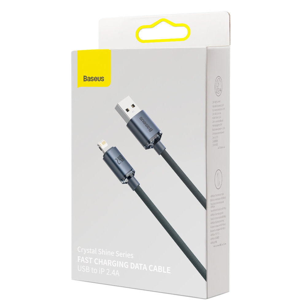 Kabel Baseus Crystal Shine Series USB-A - Lightning do ładowania i transmisji danych, 18 W, 2 m, czarny CAJYY00010101