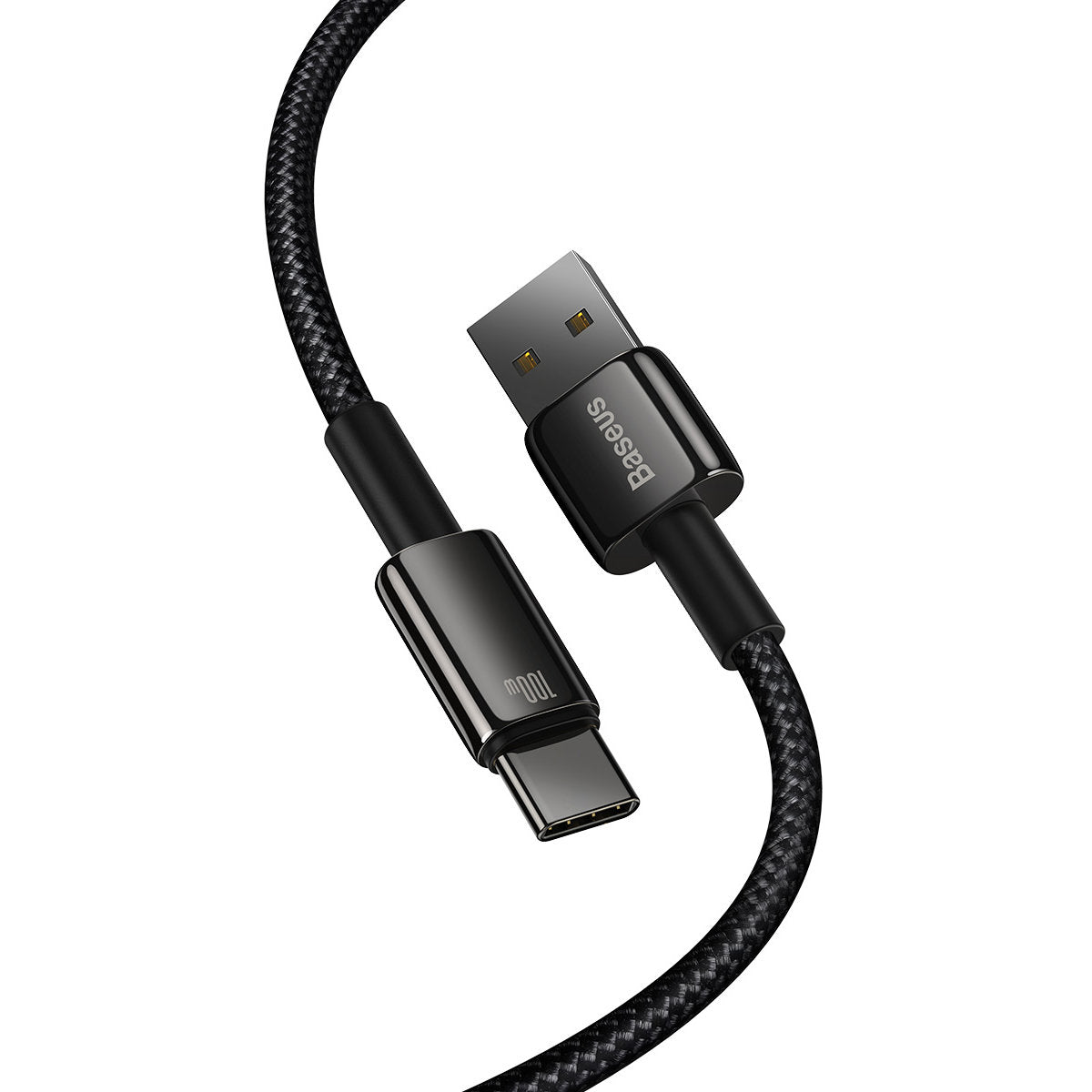 USB-A do USB-C Baseus Tungsten Gold, 100W, 2m, czarny CAWJ00010101