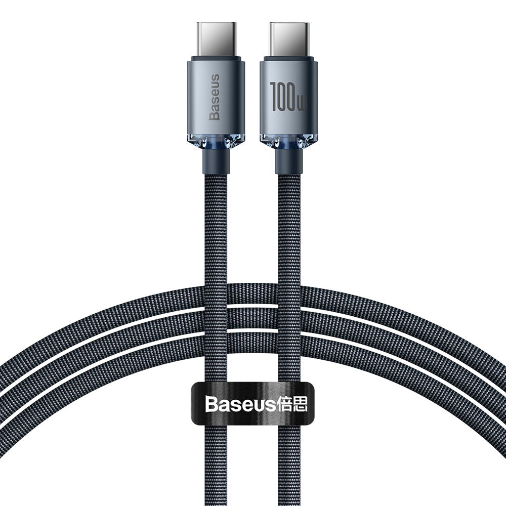 Kabel USB-C do ładowania i transmisji danych - USB-C Baseus Crystal Shine Series, 100 W, 2 m, czarny CAJY000701