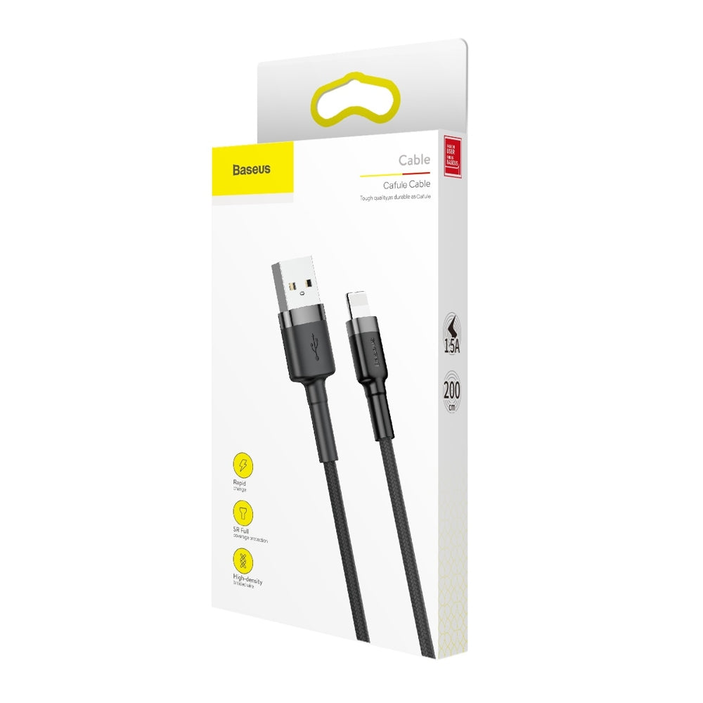 Kabel do danych i ładowania USB-A - Lightning Baseus Cafule, 18W, 2m, Szary CALKLF-CG1