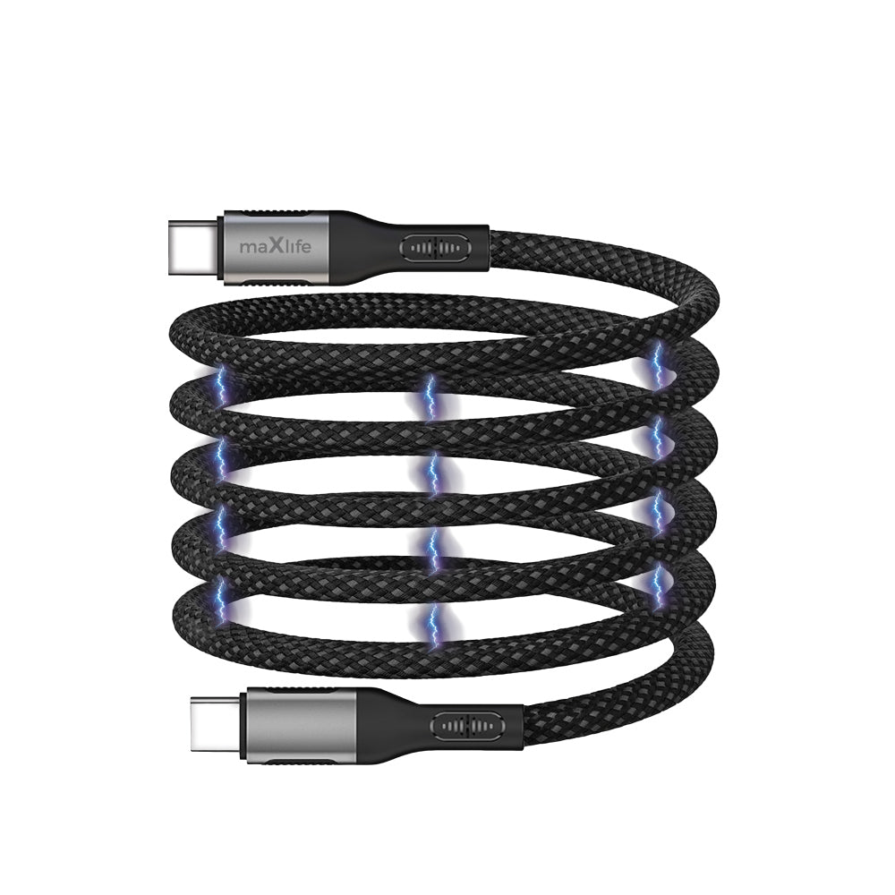 Kabel do danych i ładowania USB-C - USB-C MaXlife MXUC-11 Magnetic, 100W, 1m, Czarny
