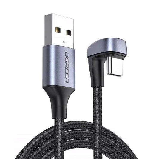Kabel do ładowania i transmisji danych USB-A - USB-C UGREEN US311 kątowy, 18W, 1m, szary